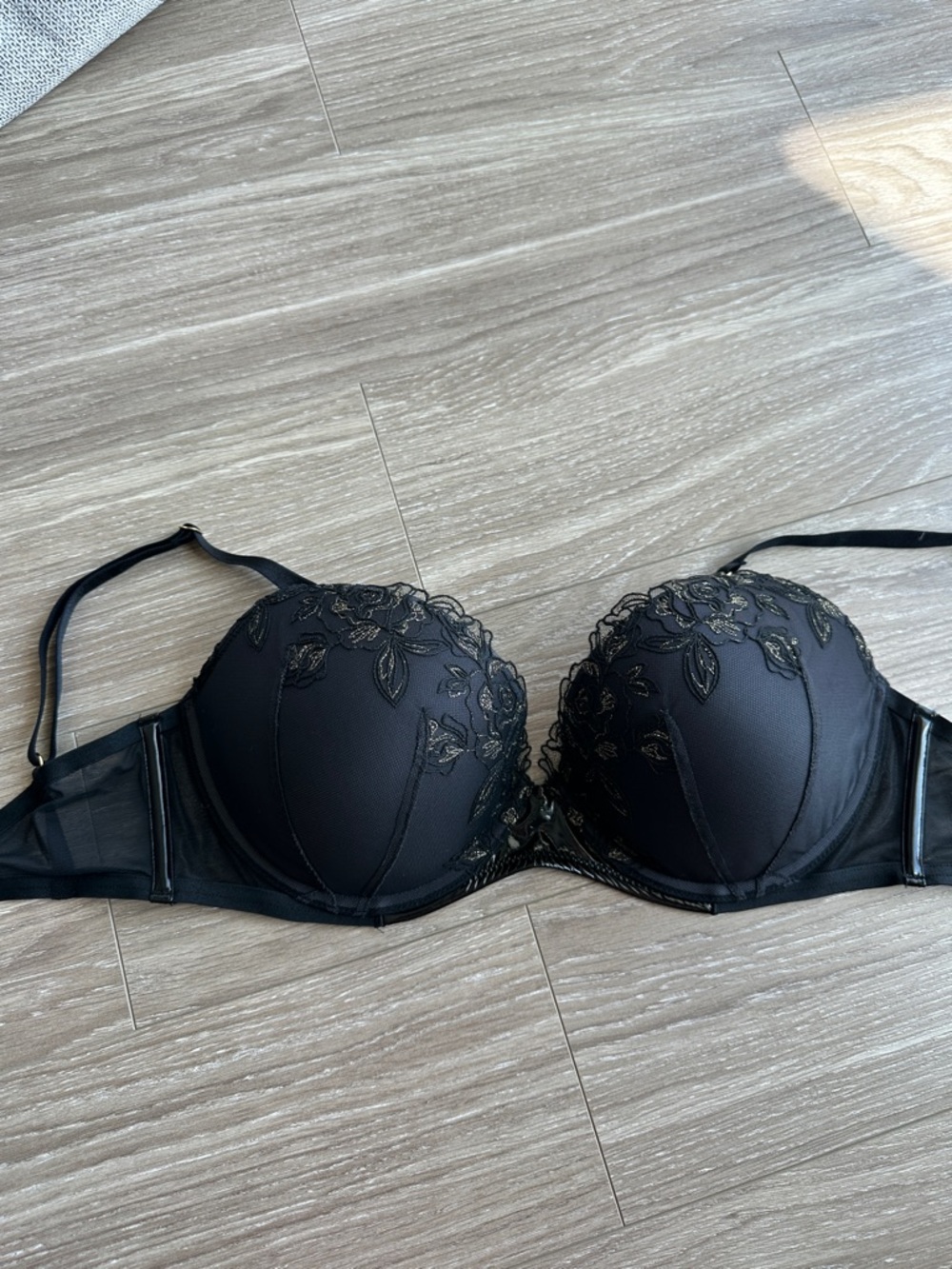 Victoria's Secret Black Lace Padded Balconette Bra